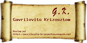 Gavrilovits Krizosztom névjegykártya